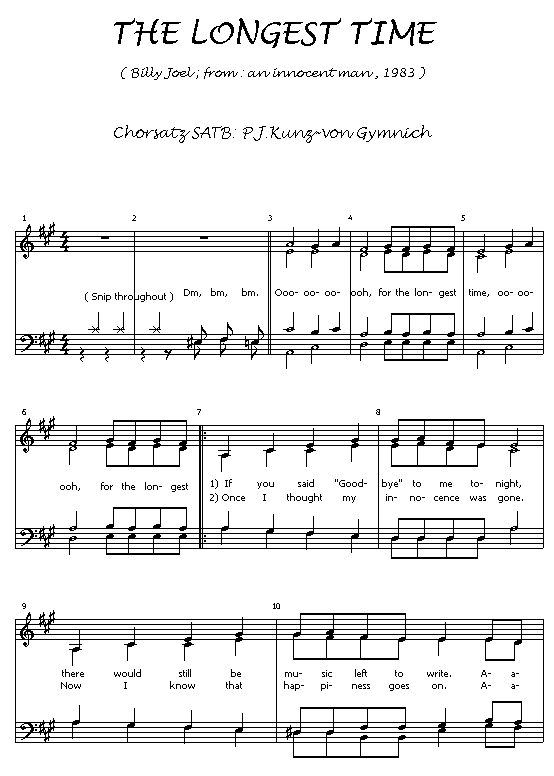 Noten Billy Joel The Longest Time SATB