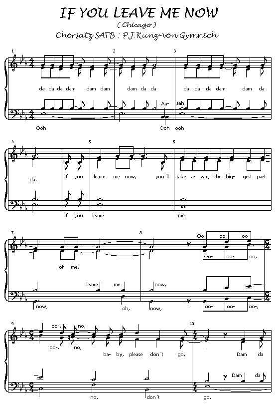 Noten Chcago If You Leave Me Now  SATB