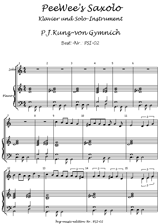 Peter Josef Kunz-von Gymnich : PeeWee's Saxolo