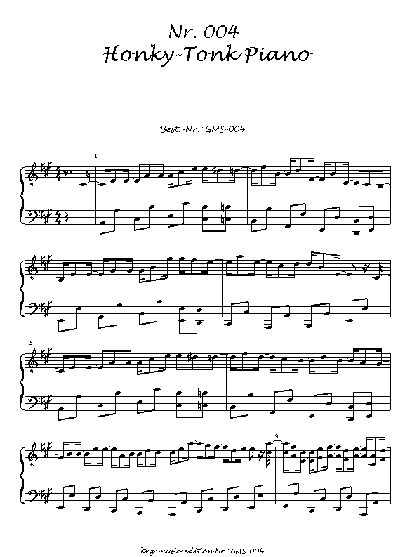 P.J. Kunz-von Gymnich: Das GM-Spielbuch: Nr.004: Honky-Tonk-Piano